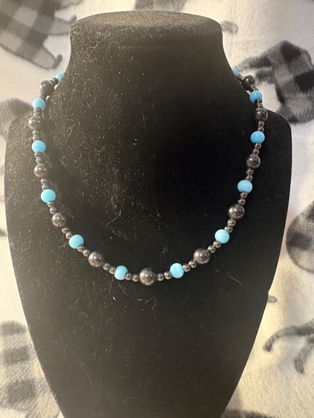 Faux Turquoise Women's Hematite choker Necklace